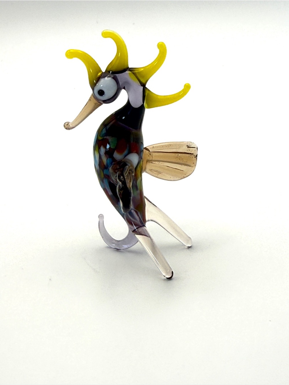 Glass Seahorse Hand Blown Art Figure 2.5"
